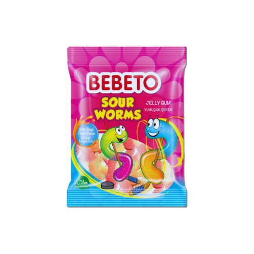 Bebeto Sour Worms 80g x12