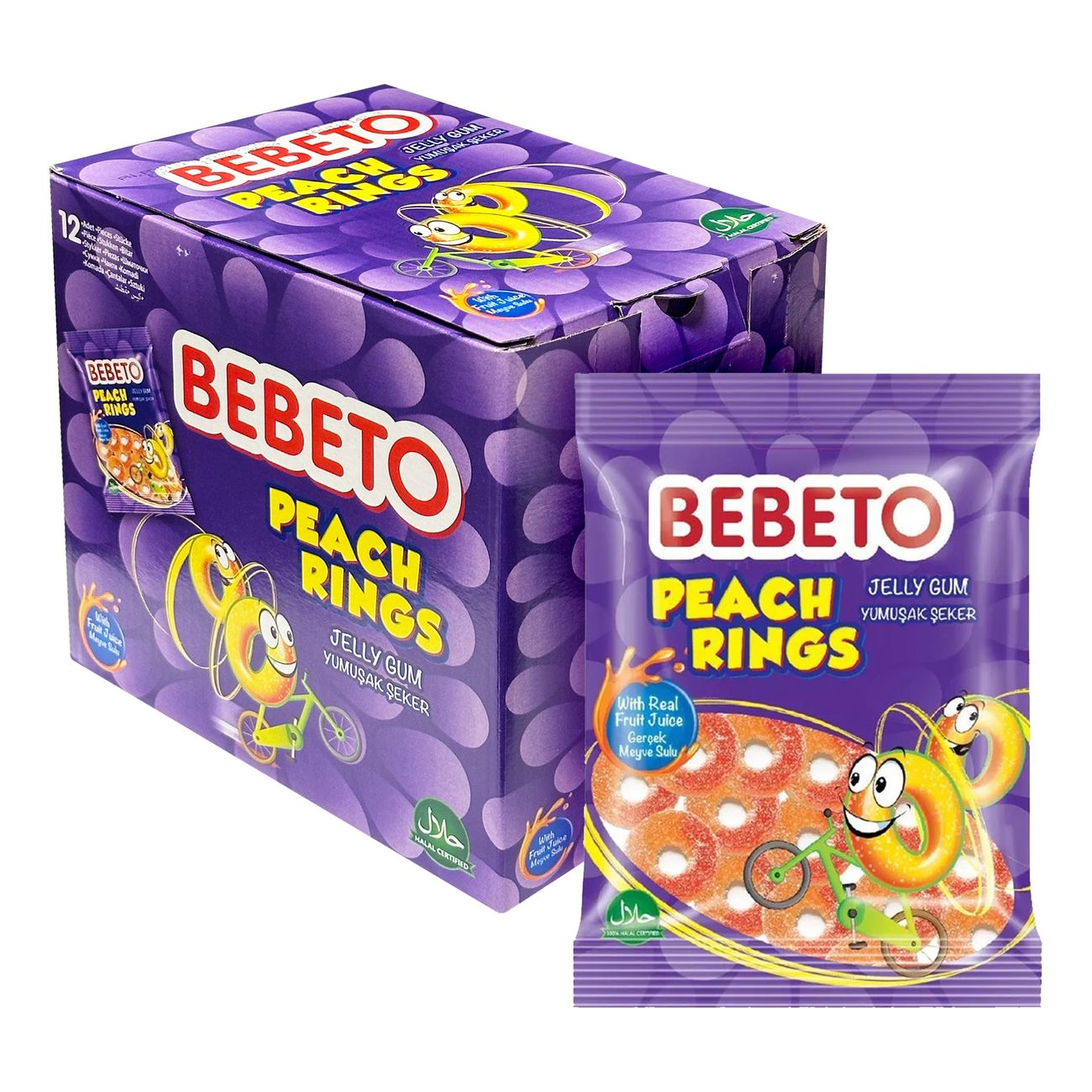 Bebeto Peach Rings 80g x12