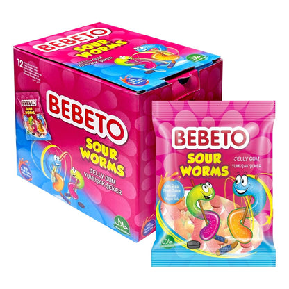 Bebeto Sour Worms 80g x12